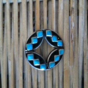 Vtg Native American Sterling Silver Turquoise Pin